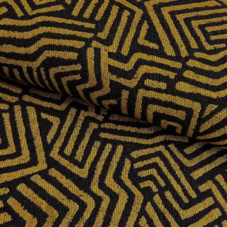 Țesătură decorativă jacquard Mesopotamie noir jaune