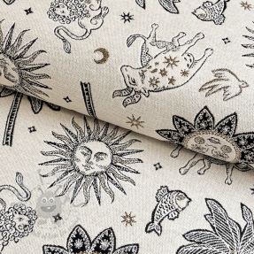 Țesătură decorativă jacquard Pygmalion ecru noir