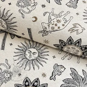 Țesătură decorativă jacquard Pygmalion ecru noir