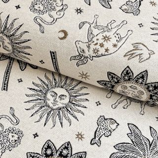 Țesătură decorativă jacquard Pygmalion ecru noir