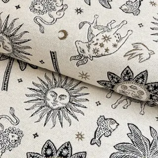 Țesătură decorativă jacquard Pygmalion ecru noir