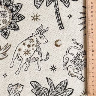 Țesătură decorativă jacquard Pygmalion ecru noir