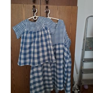 Mușelină Double sided CHECKS MINI indigo