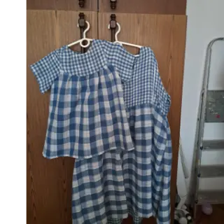 Mușelină Double sided CHECKS MINI indigo