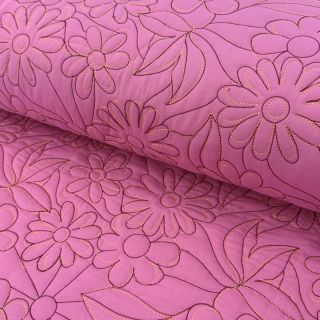 Material textil matlasat Flowers pink