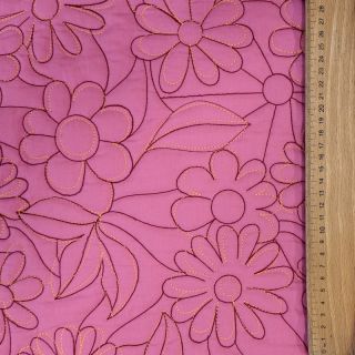 Material textil matlasat Flowers pink