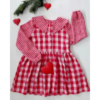 Mușelină Double sided CHECKS MINI red
