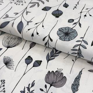 Țesătură decorativă premium Hand Drawn Flowers