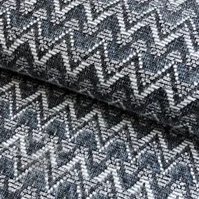 Tricot Knitted jacquard Comfilia Zigzag wavy blue