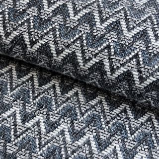 Tricot Knitted jacquard Comfilia Zigzag wavy blue