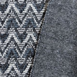 Tricot Knitted jacquard Comfilia Zigzag wavy blue