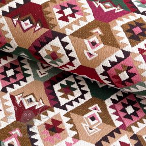 Țesătură decorativă jacquard Kilim fuchsia vert