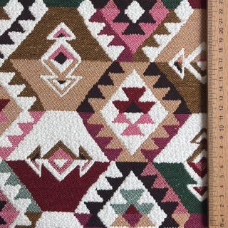 Țesătură decorativă jacquard Kilim fuchsia vert