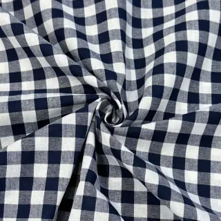 Țesătură din bumbac Check navy