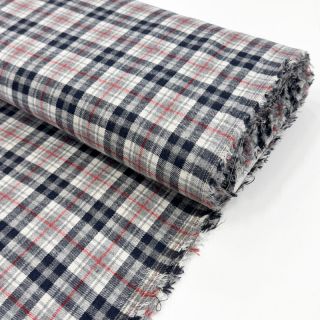 Scottish Check YARN DYED BRUSHED navy ecru red