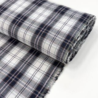 Scottish Check YARN DYED BRUSHED white navy