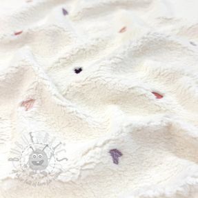 Stofă palton TEDDY EMBROIDERY Hearts ecru
