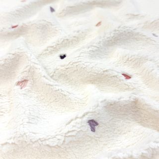 Stofă palton TEDDY EMBROIDERY Hearts ecru