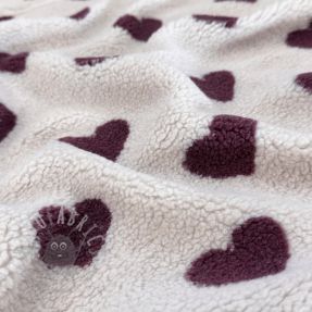 Stofă palton TEDDY JACQUARD Hearts rouge