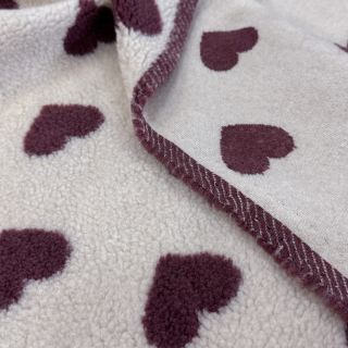 Stofă palton TEDDY JACQUARD Hearts rouge