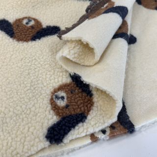Stofă palton TEDDY JACQUARD Dogs brown