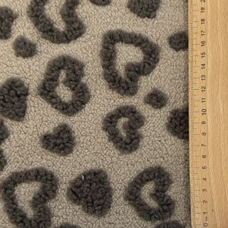 Stofă palton TEDDY Hearts sand