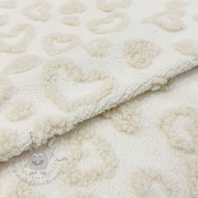 Stofă palton TEDDY Hearts off white