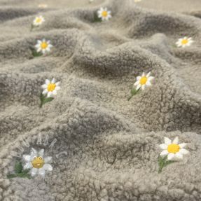 Stofă palton TEDDY EMBROIDERY Flowers pebble