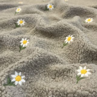 Stofă palton TEDDY EMBROIDERY Flowers pebble