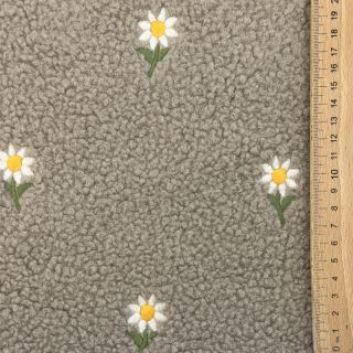 Stofă palton TEDDY EMBROIDERY Flowers pebble