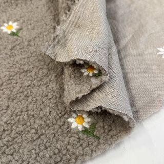 Stofă palton TEDDY EMBROIDERY Flowers pebble