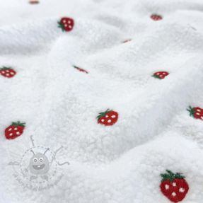 Stofă palton TEDDY EMBROIDERY Strawberries white