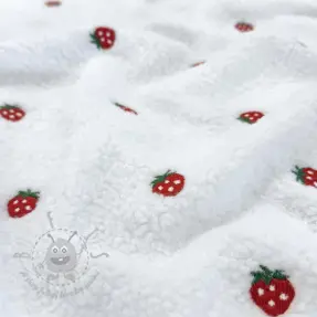 Stofă palton TEDDY EMBROIDERY Strawberries white