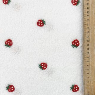 Stofă palton TEDDY EMBROIDERY Strawberries white