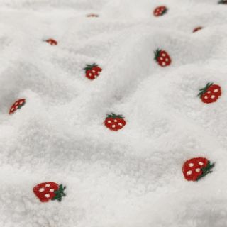 Stofă palton TEDDY EMBROIDERY Strawberries off white