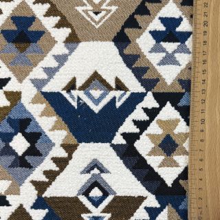 Țesătură decorativă jacquard Kilim cobalt havane