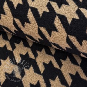 Stofă palton TEDDY JACQUARD PIED DE POULE camel