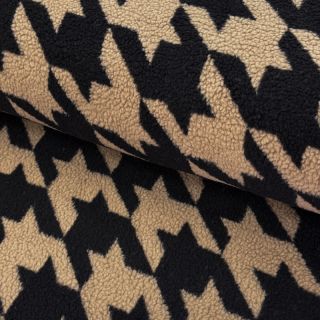 Stofă palton TEDDY JACQUARD PIED DE POULE camel