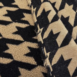 Stofă palton TEDDY JACQUARD PIED DE POULE camel