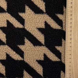 Stofă palton TEDDY JACQUARD PIED DE POULE camel