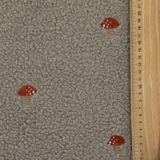 Stofă palton EMBROIDERY Little mushrooms pebble