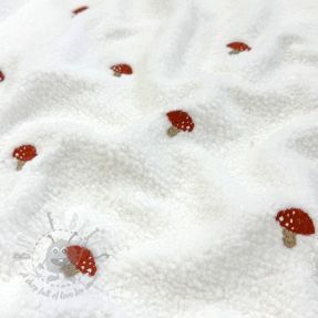 Stofă palton EMBROIDERY Little mushrooms off white