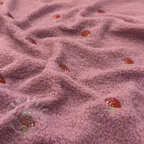Stofă palton EMBROIDERY Little mushrooms old pink