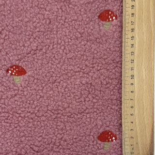 Stofă palton EMBROIDERY Little mushrooms old pink