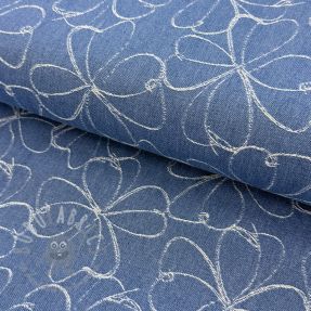 JEANS DENIM JACQUARD Flowers indigo