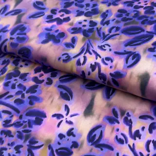 Țesătură din bumbac SATIN Purple flowers digital print