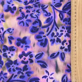 Țesătură din bumbac SATIN Purple flowers digital print