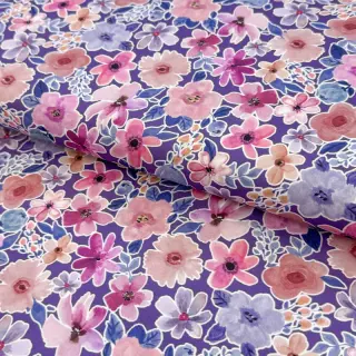 Țesătură din bumbac Significant flowers purple digital print