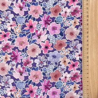 Țesătură din bumbac Significant flowers purple digital print