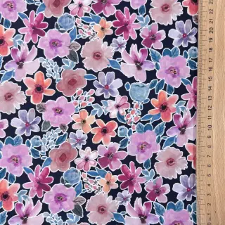 Țesătură din bumbac Significant flowers navy digital print